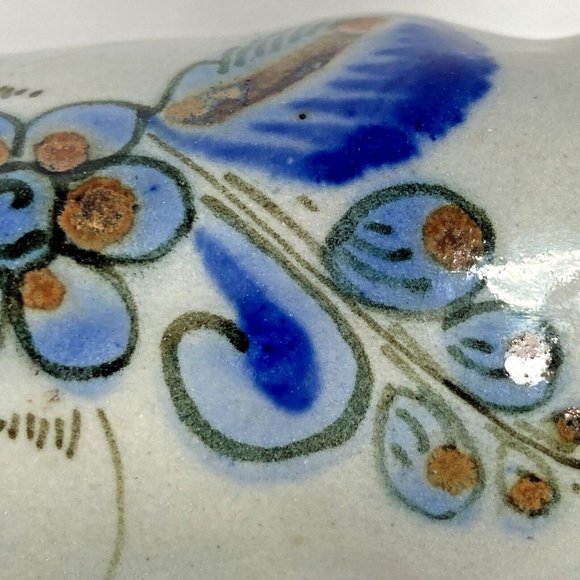 Tonal El Palomar Mexico Pottery Horned Billy Goat Figurine Floral Blue Butterfly - Picture 8 of 14